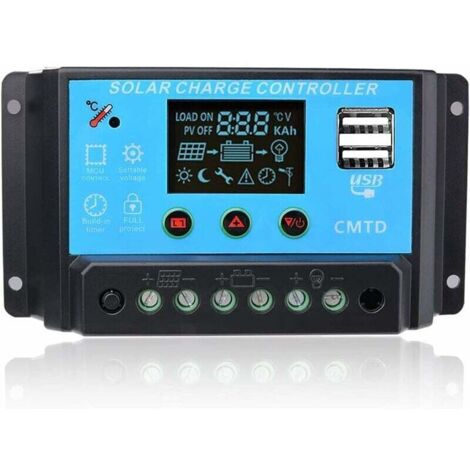 Regulador de carga de 20 A, regulador de panel solar, luz LED, 12-24 V, regulador de batería de panel solar, protección de seguridad