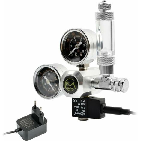 Regulador de CO2 para acuario con adaptador de 12 V, reductor de presión para acuario, manómetro doble, incluye contador de burbujas y válvula de retención, interfaz W21.8-thsinde