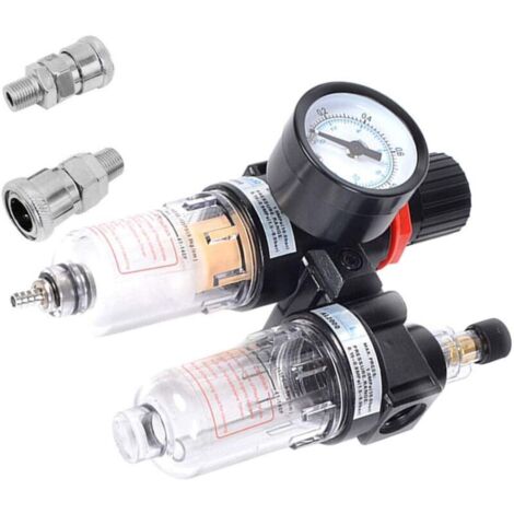Regulador de filtro de aire comprimido de 1/4 de pulgada, trampa de humedad, separador de aceite y agua, reductor de presión, compresor de gas neumático, conector de manómetro