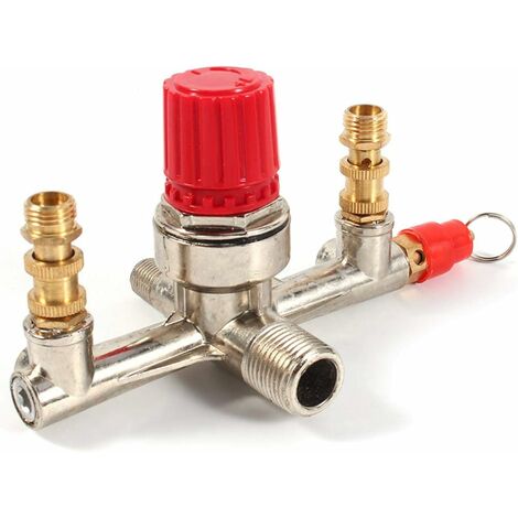 Regulador de presión del compresor de aire - Válvula reguladora de presión del tubo de salida doble de aleación Válvula reguladora de presión del interruptor del compresor de aire
