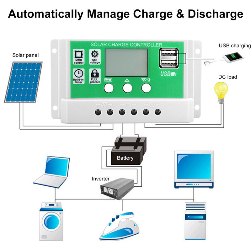 

Controlador del Panel Solar de Laderegler Solar Digital 30A 12V / 24V con USB DE