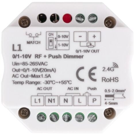 Regulador LED 0/1-10V RF/Pulsador Blanco