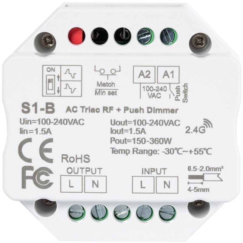 

Regulador LED Triac RF/Pulsador Blanco - Blanco