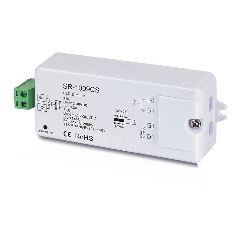 

Regulador Monocolor 12-36V 1 canal 8A, Control RF