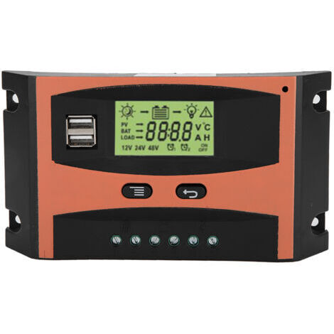 Regulador MPPT para paneles solares de 12V/24V con pantalla LCD y controlador de batería automotriz de 60A