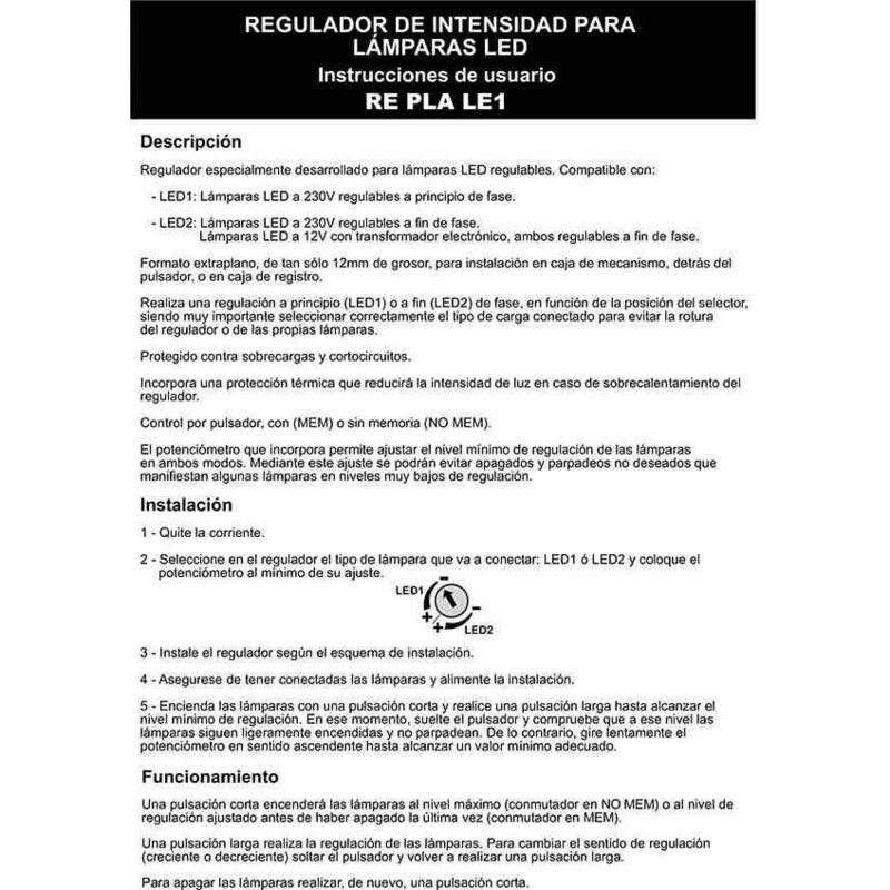 

Pastilla Reguladora Lamparas LED regulables Blanco