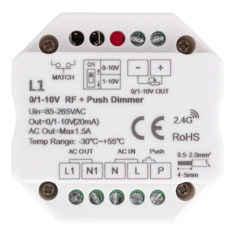 

Regulador LED 1-10V RF/Pulsador Blanco. - Blanco