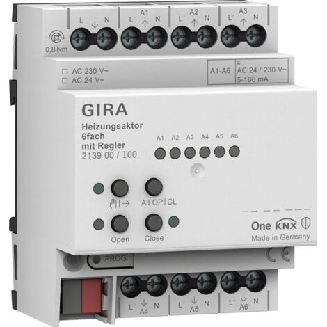 RÉGULATEUR ACTIONNEUR DE CHAUFFAGE 6F ONEKNX REG - ACTIONNEUR DE CHAUFFAGE POUR SYSTÈME DE BUS GIRA 213900