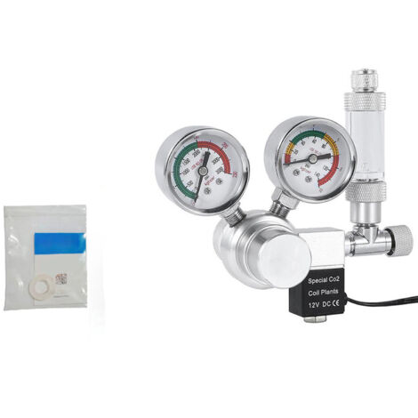 Régulateur CO2 aquarium en acier inoxydable avec électrovanne 12V et compteur de bulles – Argent, W21.8