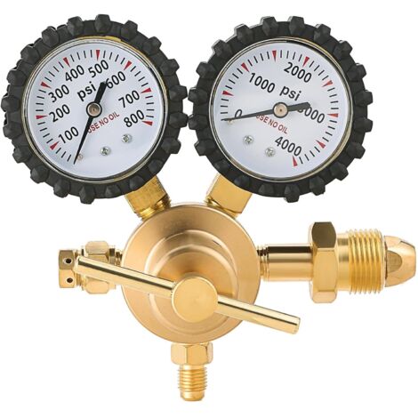 Régulateur d'azote 0-800 psi, raccord de sortie mâle évasé 1/4 po, poignée robuste, soupape de décharge à réarmement automatique, régulateur de réservoir d'azote