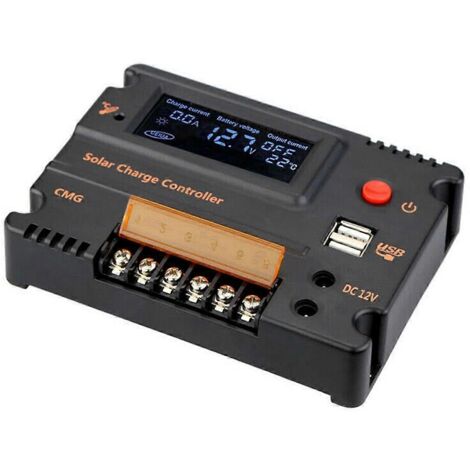 Régulateur de charge solaire 10A pour panneaux solaires 12V/24V et batteries