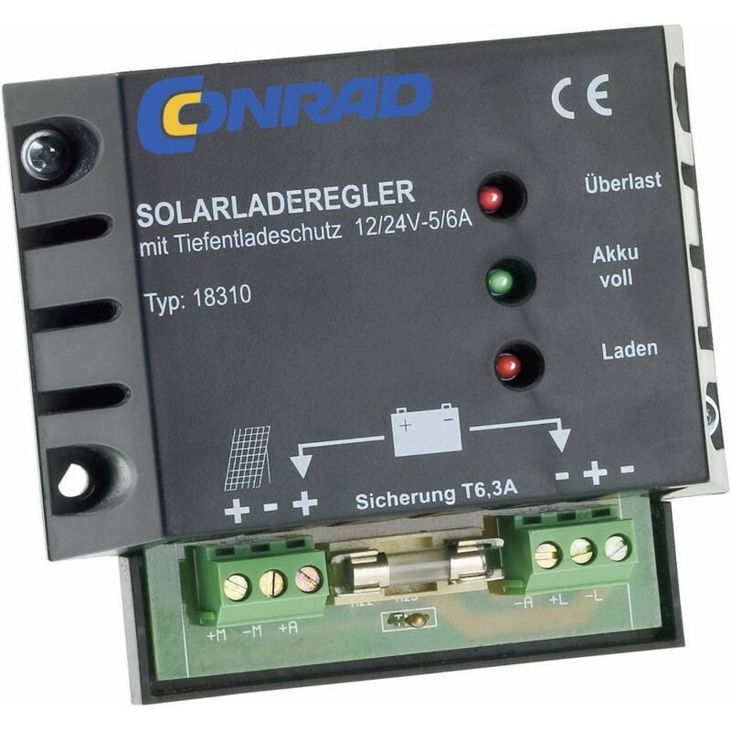 18310 Régulateur de charge solaire PWM 12 V, 24 V 6 A