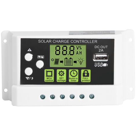 Régulateur de charge solaire intelligent PWM avec écran LCD et sortie USB 12V/24V 10A (KYZ-20A)
