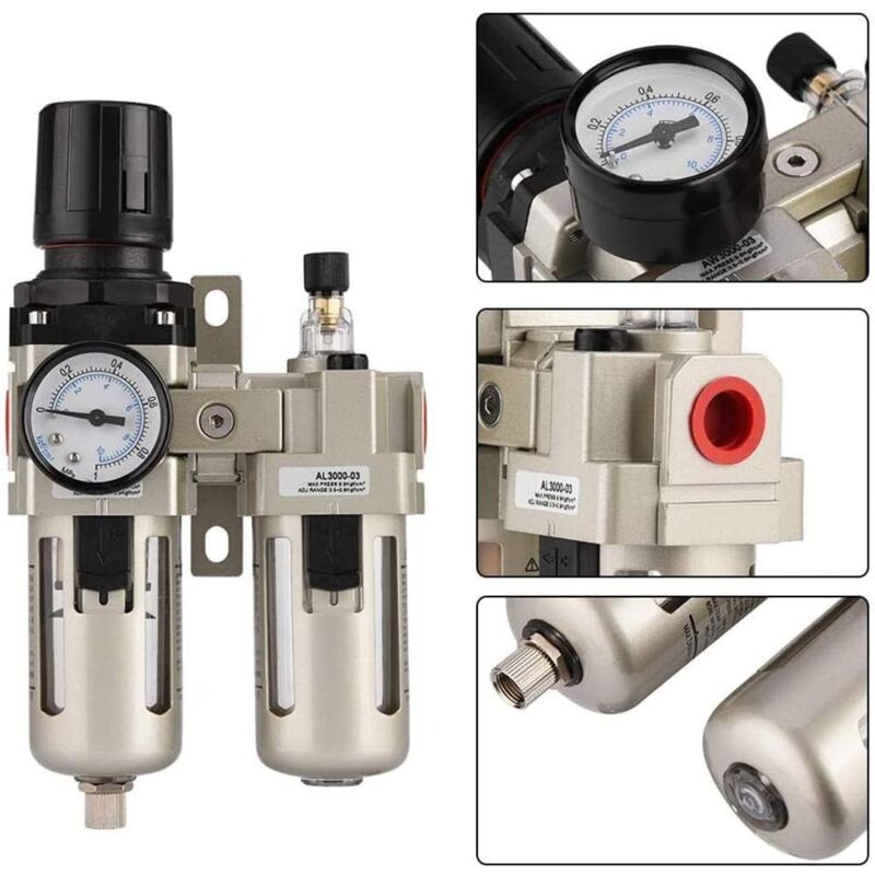 Régulateur de compresseur 3 / 8 ', séparateur huile - eau, filtre de régulation de pression de traitement de source de gaz