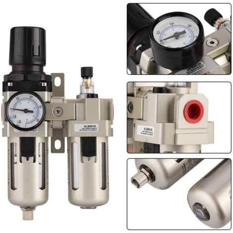 Régulateur de compresseur 3 / 8 ", séparateur huile - eau, filtre de régulation de pression de traitement de source de gaz