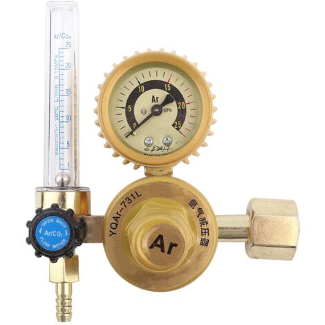 Régulateur de Débitmètre Argon CO2 Mig Tig, Manomètre 025MPa, Réducteur de Pression Universel de Régulateur de Soudage Argon CO2, Débitmètre de Gaz d'argon Co2