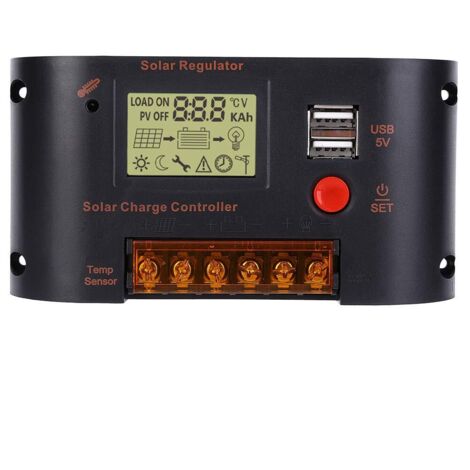 Régulateur de panneau solaire, contrôleur de génération d'énergie photovoltaïque avec écran LCD 10A pour batterie plomb-acide, chargeur de panneau solaire