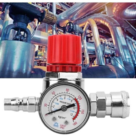 Régulateur de Pression 1/4 Pouce 0,8 Mpa, Régulateur de Compresseur D'Air À Cadran Avec Connecteur Mâle Et Femelle 10 mm, Vanne de Commande À Pressostat en Alliage de Zinc, pour Outils Pneumatiques
