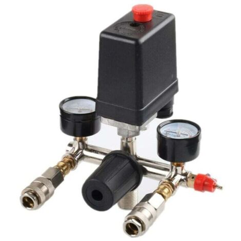Régulateur de Pression avec pressostat pour compresseur Pressostat 2 afficheurs，une pièce, noir