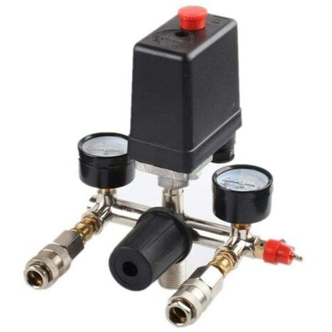 Régulateur de Pression avec pressostat pour compresseur Pressostat 2 afficheurs，une pièce, noir
