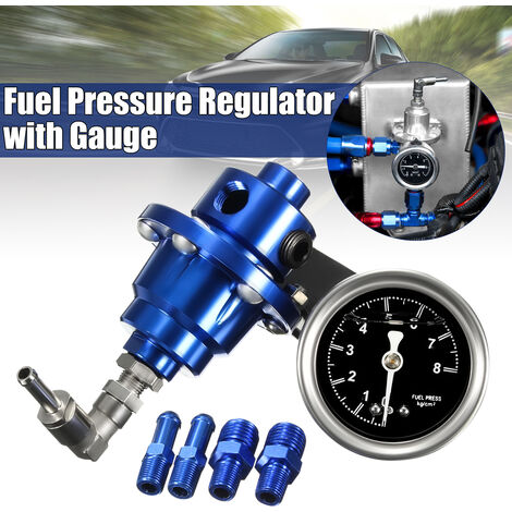 DRILLPRO Regulateur de Pression Carburant d'Huile avec Manomètre Bleu Universel pour Voiture SWAGX