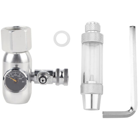 Régulateur de pression CO2 pour aquarium avec compteur à bulles et clapet anti-retour argenté