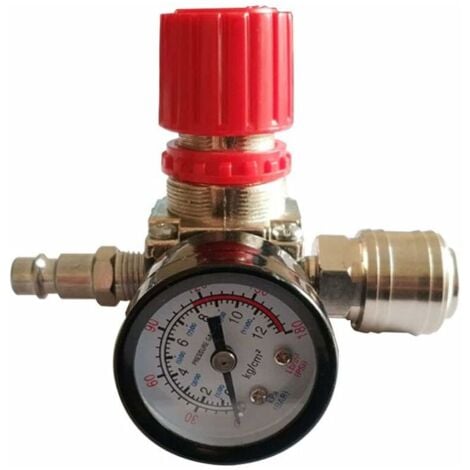 Régulateur de Pression Compresseur d'Air 1/4" - Détendeur Pneumatique - Valve de Régulation Pression 180psi 12bar (Valve à Trois Voies)