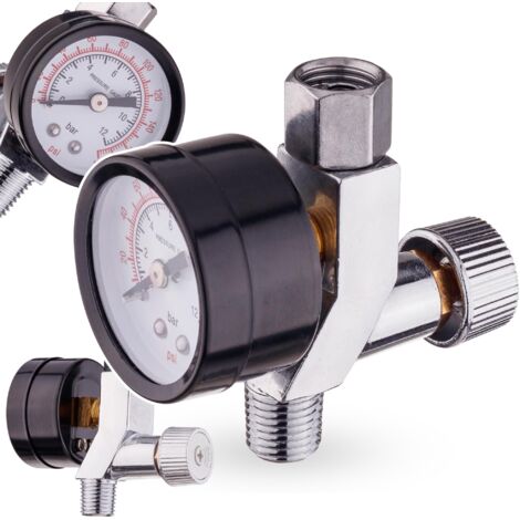 Régulateur Pression Air 1/4" Pour Pistolet Peinture Pneumatique - Manomètre 0-10BAR
