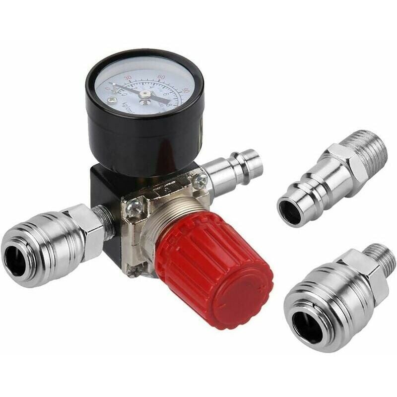 KZQ - Régulateur de Pression d'Air Trois voie valve 175psi 12bar 1/4 Pouce Manomètre à Air Régulateur pour compresseur (Nouveau 3 voie valve)