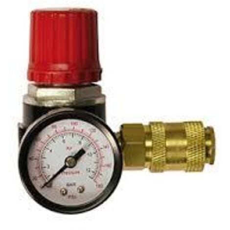 Stanley Régulateur de pression avec manomètre et vanne d'air, raccord 1/4" M, pression maximale de 12 bars, construction en PVC et acier, régulation de pression de précision efficace pour compresseurs