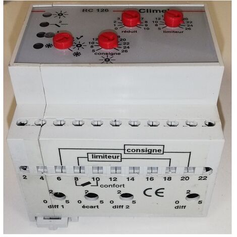 Régulateur de température 1 zone RC126 – Régulation chauffage à température constante – 3 commandes tout ou rien en cascade – Limitation zone spécifique – Climel