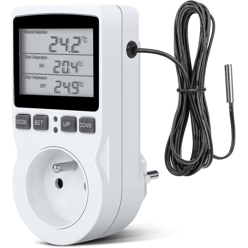 ZVD - Régulateur de Température lcd pour Prise - Thermostat de Refroidissement/Chauffage - Contrôleur pour Serre/Terrarium (230V)