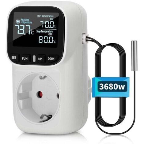 Régulateur de température numérique 230V avec sonde Chauffage Refroidissement Commutateur de température Thermostat Prise pour serre Aquarium Réfrigérateur