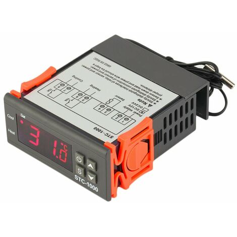 Régulateur de température numérique STC-1000 avec sonde étanche 220V thermostat à double relais refroidissement et chauffage