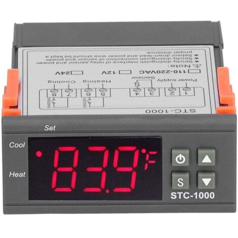Régulateur de Température Numérique, STC‑1000 Régulateur de Température Numérique Thermostat Tout Usage de Refroidissement et de Chauffage avec NTC, Régulateur de Température (24V)