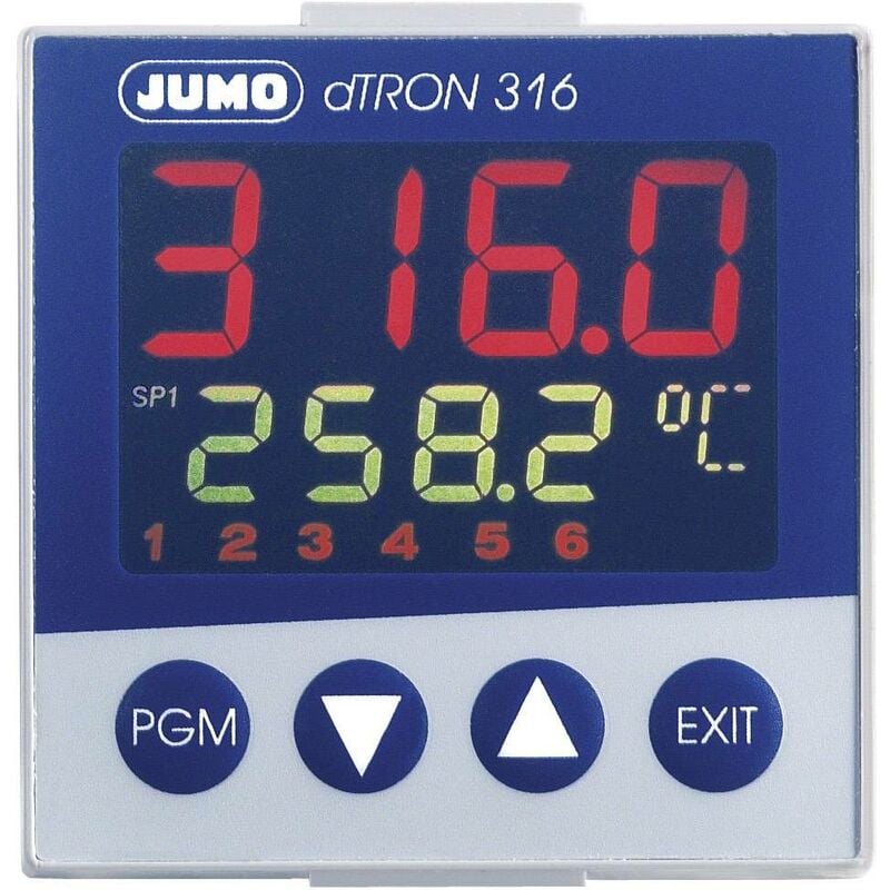 Jumo - Régulateur de température pid dTRON 316 703041/181-000-23/000 Pt100, Pt500, Pt1000, KTY11-6, l, j, u, t, k, e, n, s, r, b, c, d -200 à +2400