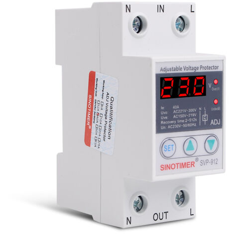 Régulateur De Tension 230v,Relais De Protection De Tension,230 V Sous Protection Contre Les Surtensions Relais De Protection De Récupération réglable Voltmètre Svp-912(63a)