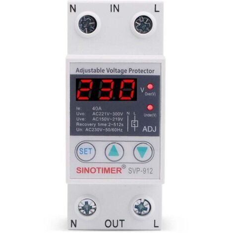 Régulateur De Tension 230v,Relais De Protection De Tension,230 V Sous Protection Contre Les Surtensions Relais De Protection De Récupération Réglable Voltmètre Svp-912(63a)