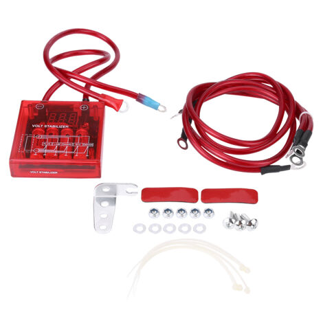 Régulateur de Tension de Redresseur, Universel Stabilisateur de Régulateur de Tension de Voiture 12v de Digital avec 3 Câbles de Mise à la Terre Pour Camion Voiture(Red)