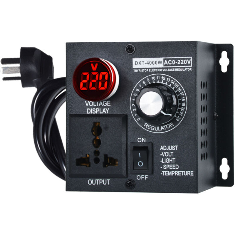 Tonchean - Régulateur de tension électronique Ac220 v 4000 w - Régulateur de tension - Régulateur de vitesse - Avec prise européenne