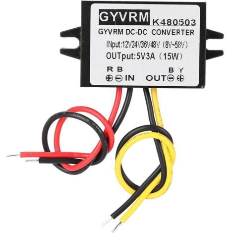 Régulateur de Tension Régulateur DC-DC 12V / 24V / 36V / 48V à 5V 3A Alimentation Convertisseur Continu Abaisseur