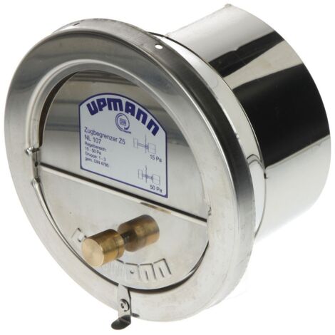 Régulateur de tirage V2A 150 mm – Dispositif d'air automatique conforme DIN 4795 – Optimisation du tirage chauffage et sanitaire – Upmann