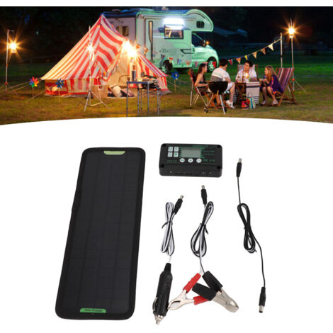 Régulateur MPPT 12V 10W avec Panneau Solaire - Protège Batterie Automobile contre les Décharges, Design Imperméable, Chargeur USB, Kit Complet pour Véhicule
