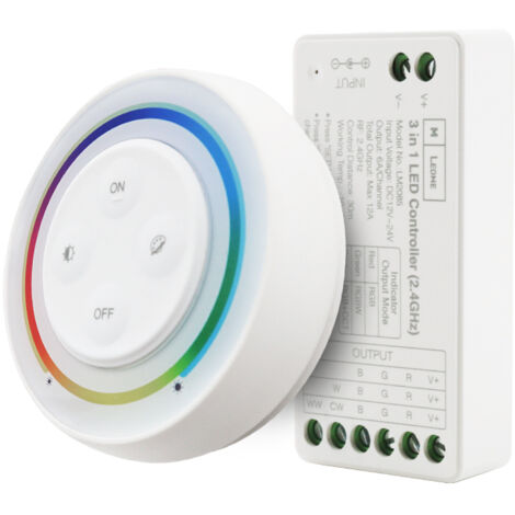 Régulateur RGB+CCT Contrôleur 12/24V DC + Télécommande RF - Ledme - LM2085