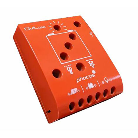 Régulateur solaire PWM 12V/24V 20A – Optimisation énergie solaire – Composants de qualité – Conforme CE, DEEE, RoHS – Phocos - CML20-USB