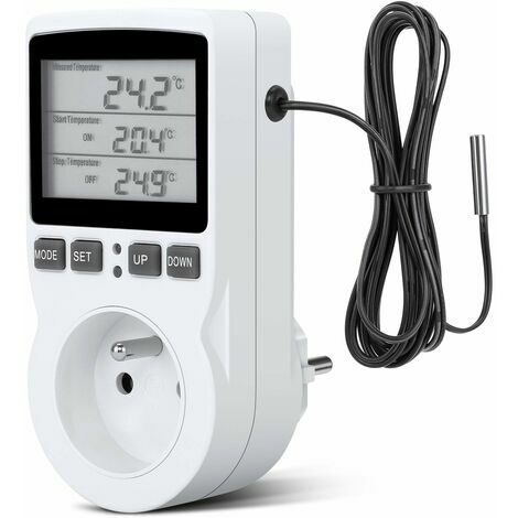 Regulateur Température Numérique, Prise Thermostat Chauffage Refroidissement Regulateur De Temperature Lcd, 230v Pour Régulateur Température Ferme à Effet Serre/Thermostat Terrarium(prise Fr)