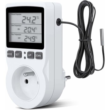 Regulateur Température Numérique, Prise Thermostat Chauffage Refroidissement Regulateur De Temperature Lcd, 250v (prise Fr)