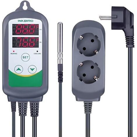 Régulateur température Prise Thermostat Avec Sonde Numérique 2 Relais 220V Controleur Température Chauffage Refroidissement INKBIRD ITC-308
