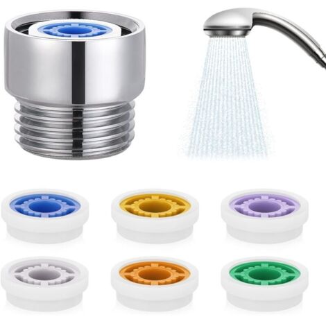 Régulateurs de débit pour pommeau de douche, douche limiteur de réducteur de débit réglé, Adaptateur pour pommeau de douche fixe et douchette à main pour Salle de Bain, 6 Débits Différents-LIAIKI
