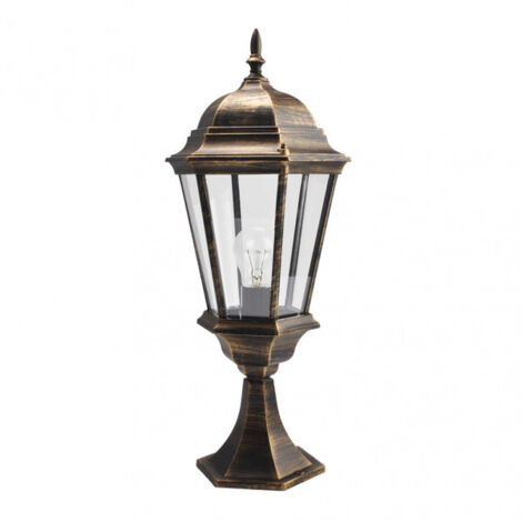 regulus aluminium außenwandleuchte 1xe27 schwarz/gold 56x23x23 cm ip44